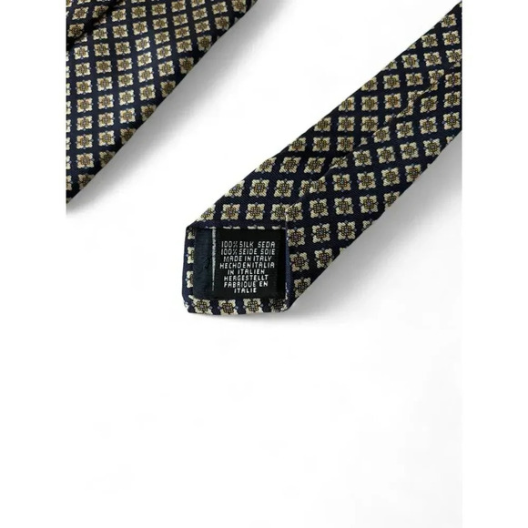 Angelo Bosani Neck Tie Navy Blue Patterned 100% Silk Luxury Minimal - Picture 2 of 7